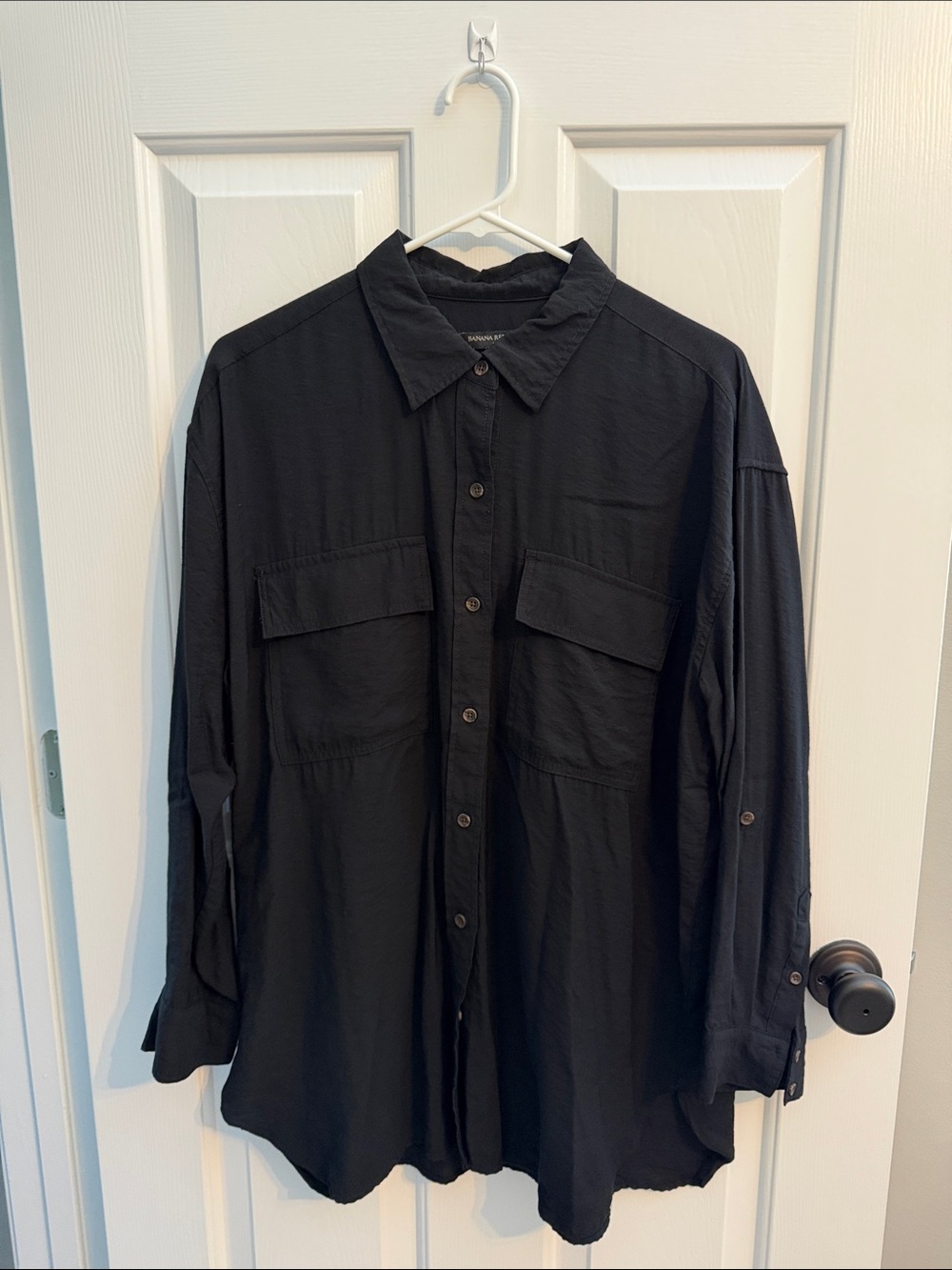 Banana Republic Black Button-Down Utility Shirt